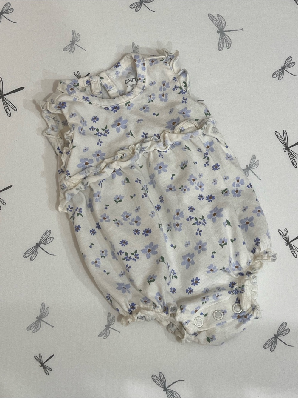 Carter's Cream and Lavender Floral Baby One-Piece